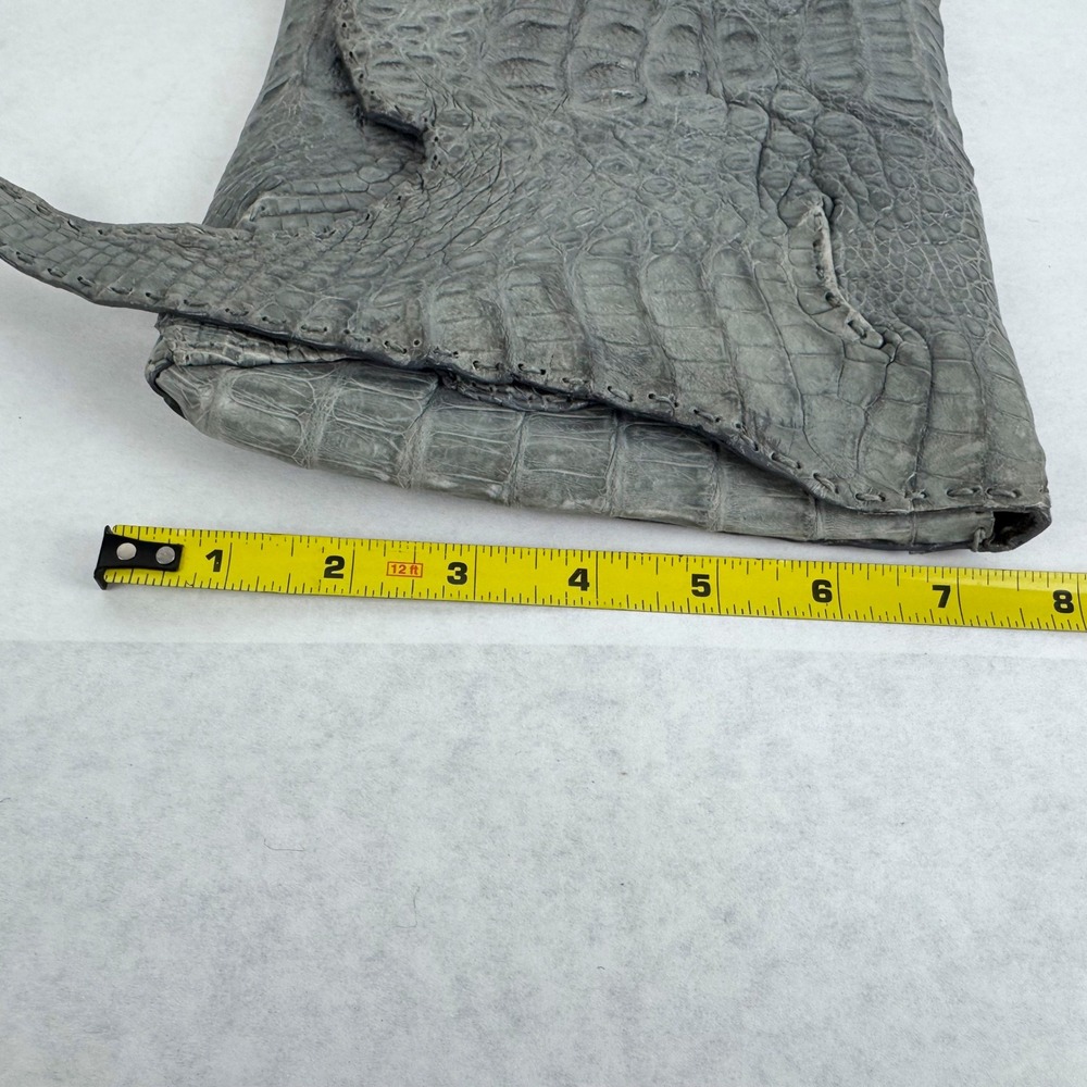 Janelle Ford Gray Croc Skin Envelope Clutch Bag Whipstitch Detail Handcrafted - Picture 6 of 6